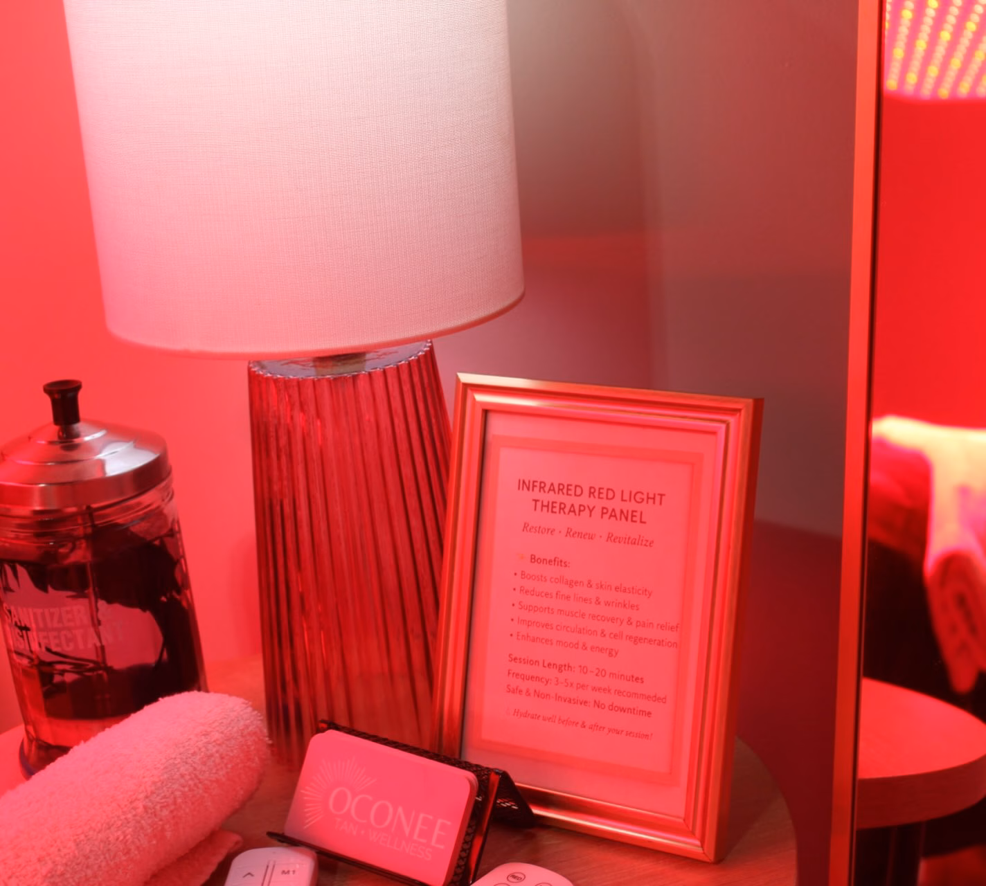 Your sign to take a little time for YOU 👏🏽  Relax, reset & let the red light do its thing ❤️‍🔥 Our infrared red light therapy panel is the perfect add-on to your self-care routine. Come glow with us at Oconee Tan + Wellness! ✨  Oconee Tan + Wellness 
📍 @thevillagemalcombridge 
📞 706-818-2722  #oconeetanandwellness #redlighttherapy #selfcare #wellness #glowtime