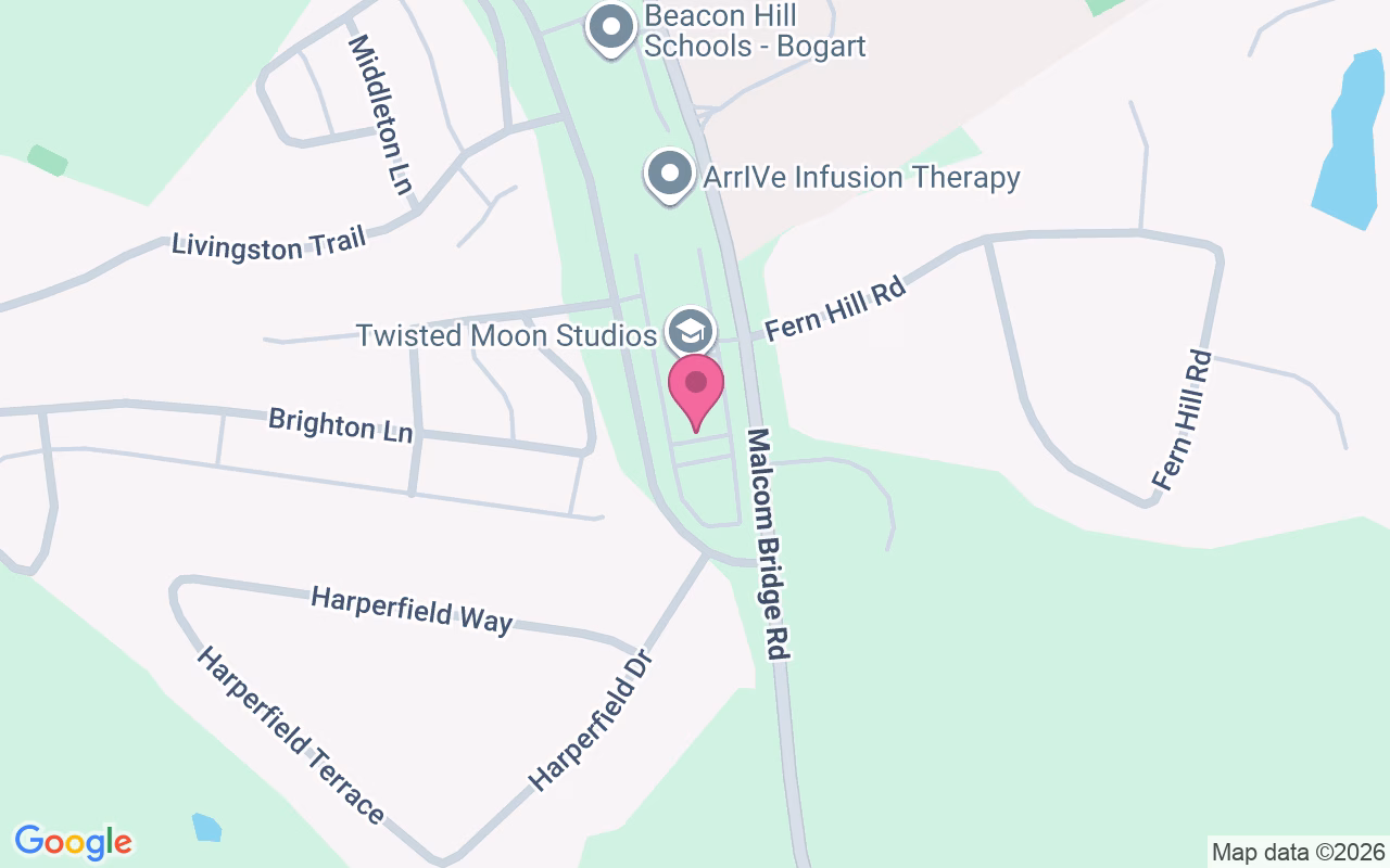 Map showing Oconee Tan + Wellness location on Malcolm Bridge Road, Bogart, GA